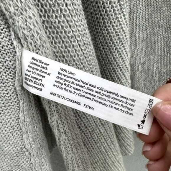 Eileen Fisher Women's Gray Open Front 100% Linen Dainty Hem Cardigan XS - Picture 6 of 7